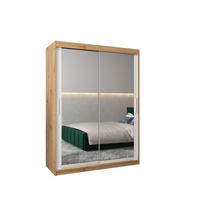 SCHWEBETÜRENSCHRANK 200/150/62 2-türig - Silberfarben/Weiß, Holz/Kunststoff (150/200/62cm) - Abiks Möbel