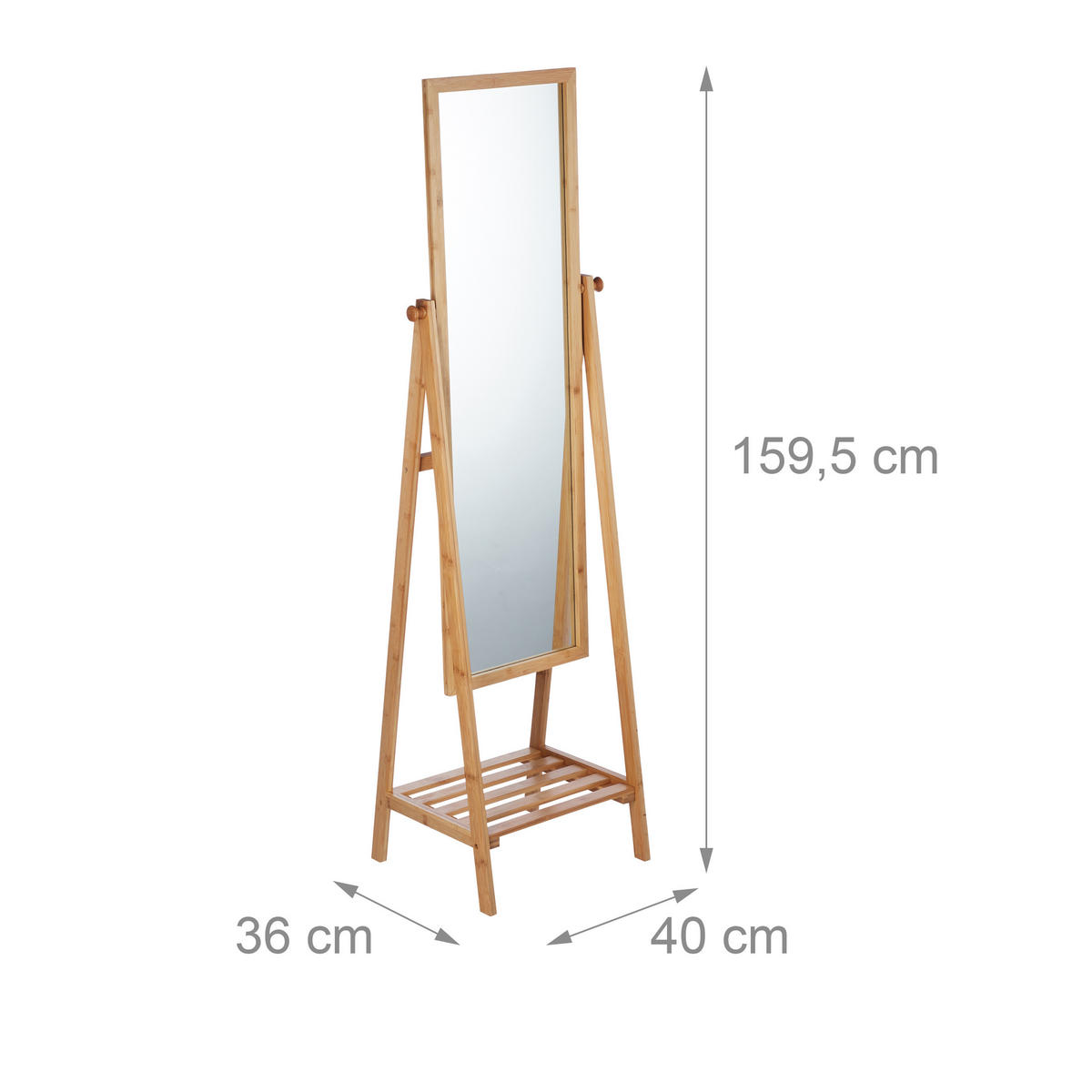 STANDSPIEGEL - Hellbraun, Glas/Holz (40/159.5/36cm) - Relaxdays
