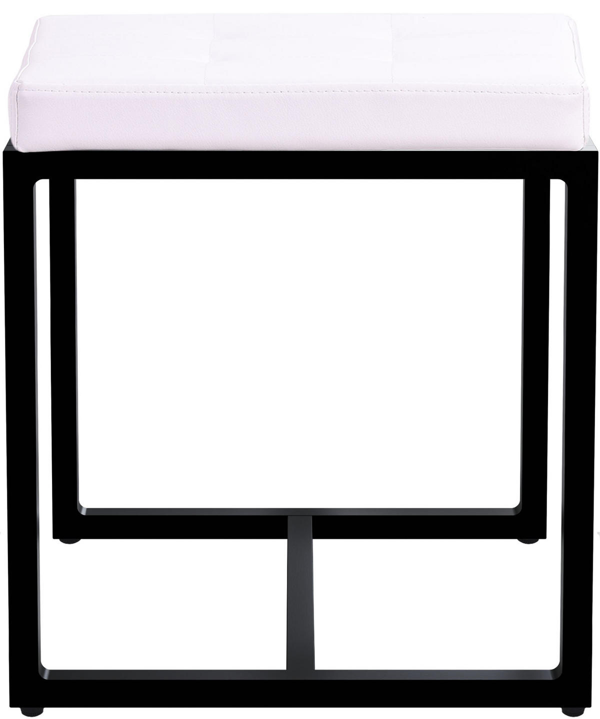 SITZWÜRFEL eckig 40/40/48 cm Lederlook weiß - Schwarz/Weiß, Textil/Metall (40/48/40cm) - CLP