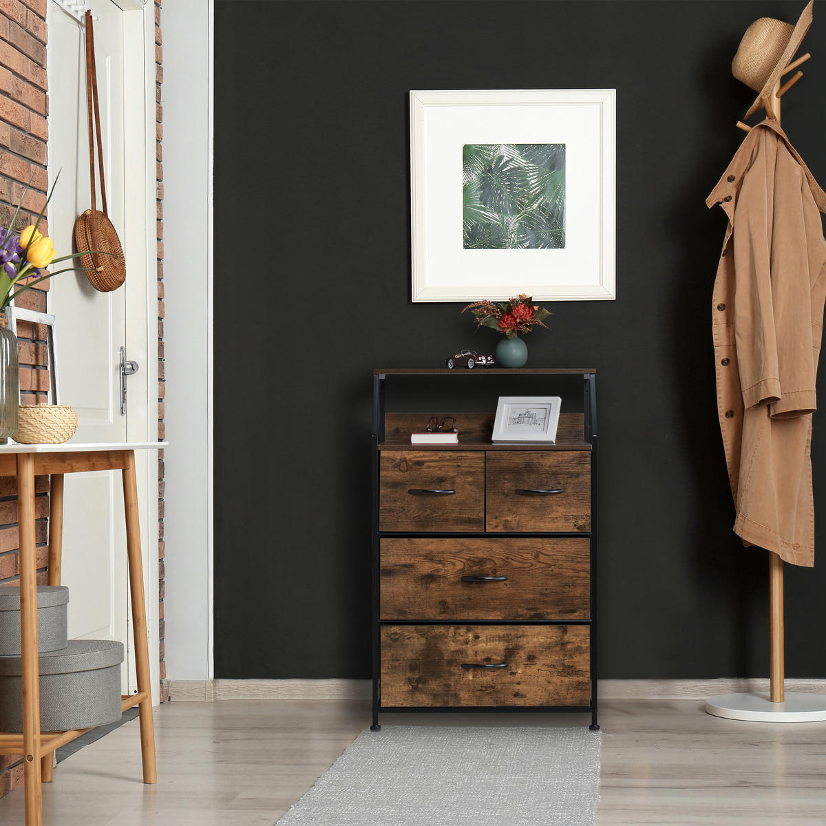 KOMMODE - Dunkelbraun, Holz/Holzwerkstoff (60/96.5/41.5cm) - Relaxdays
