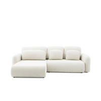 ECKSOFA NEST L Universal mit Schlaffunktion 157x240 Webstoff Weiß - Schwarz/Weiß, Holz/Textil (280/187cm) - Muffo