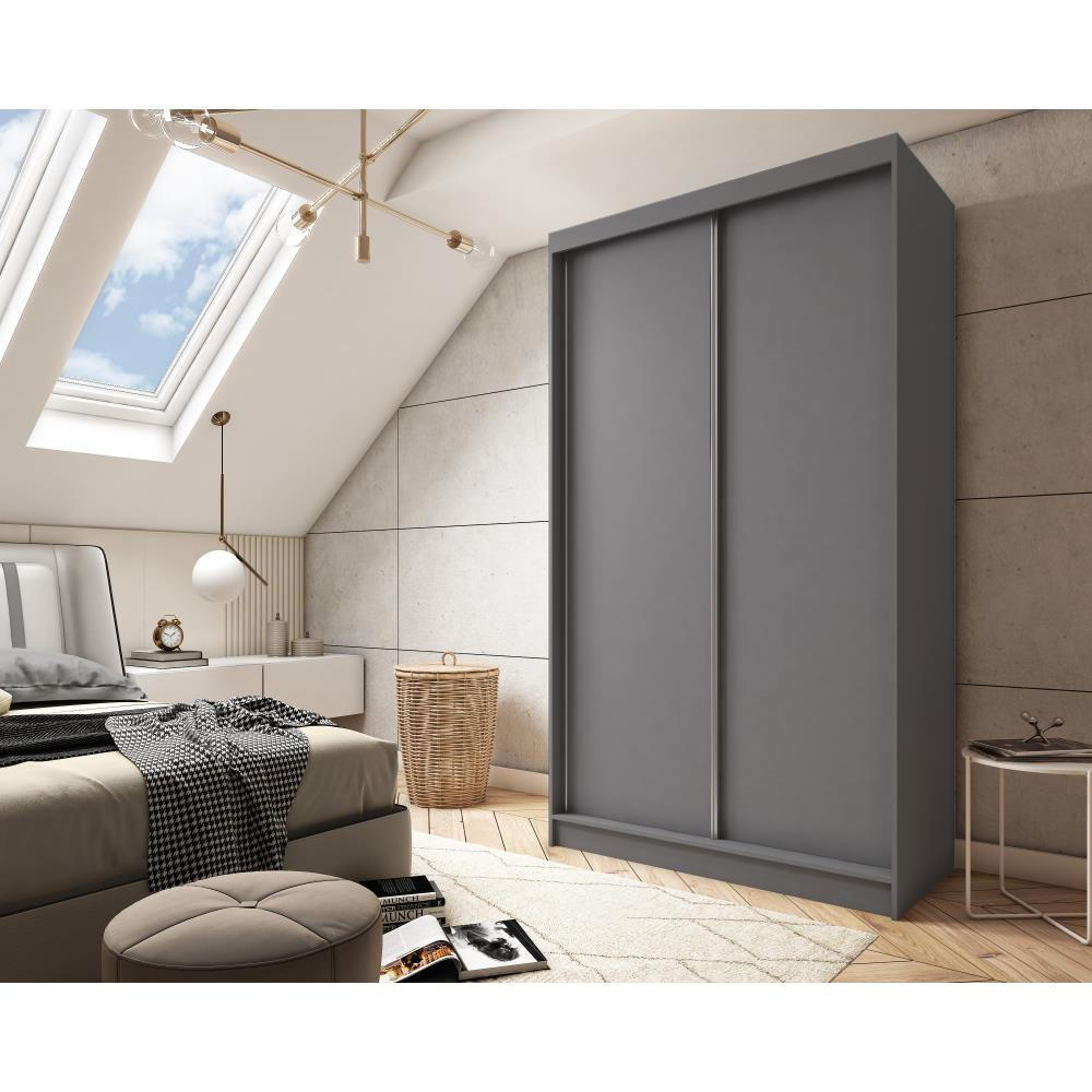 SCHWEBETÜRENSCHRANK Mario 120/216/61 graphit mit Schubladen - Graphitfarben, Holzwerkstoff (120/216/61cm) - Beautysofa