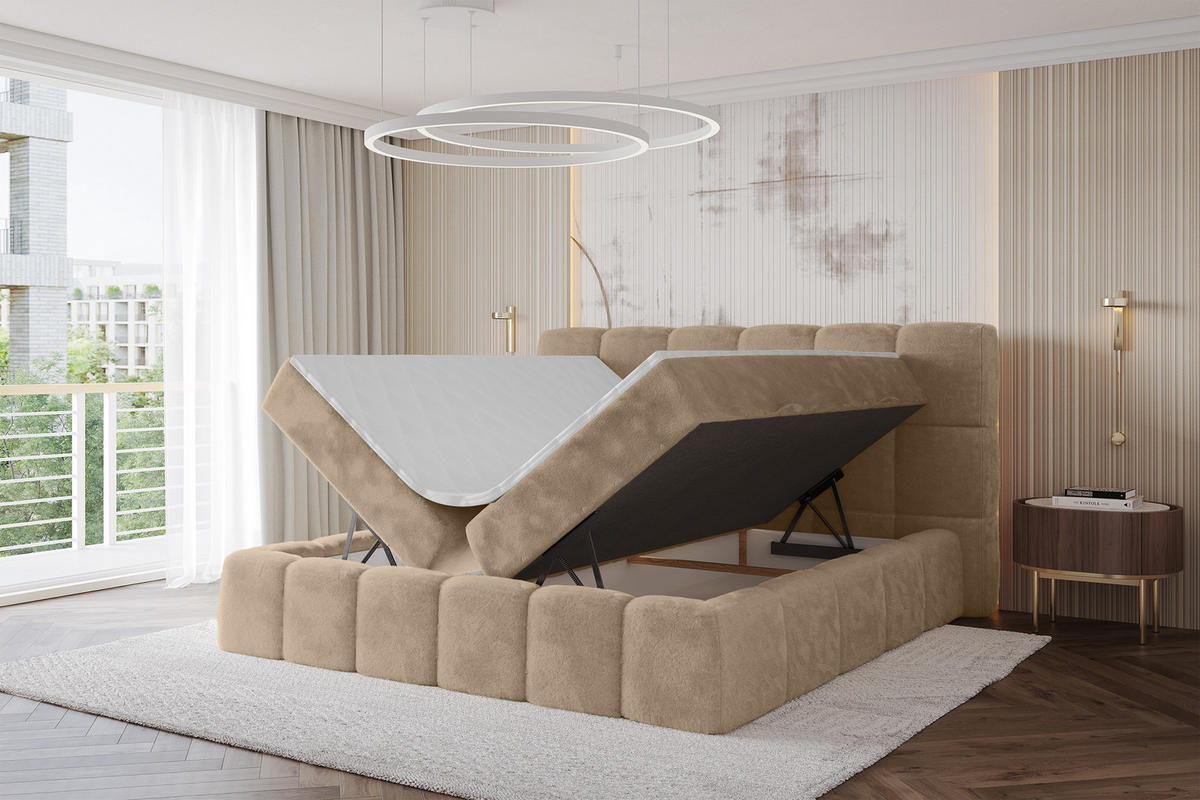 BOXBETT - AURI-H3 - 160x200 Beige Lapitt - Cappuccino, Holzwerkstoff (160/200cm) - ALTDECOR