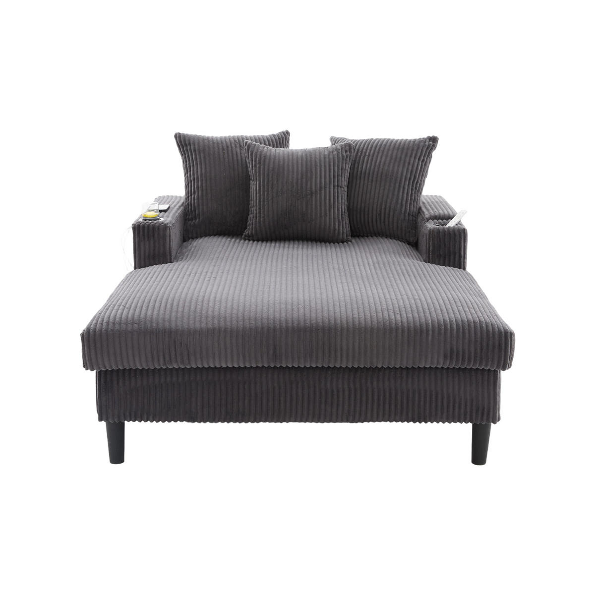SCHLAFSOFA DE-33807 LED-Beleuchtung und USB Dunkelgrau - Dunkelgrau, Metall (129/70/170cm) - ComfortXL