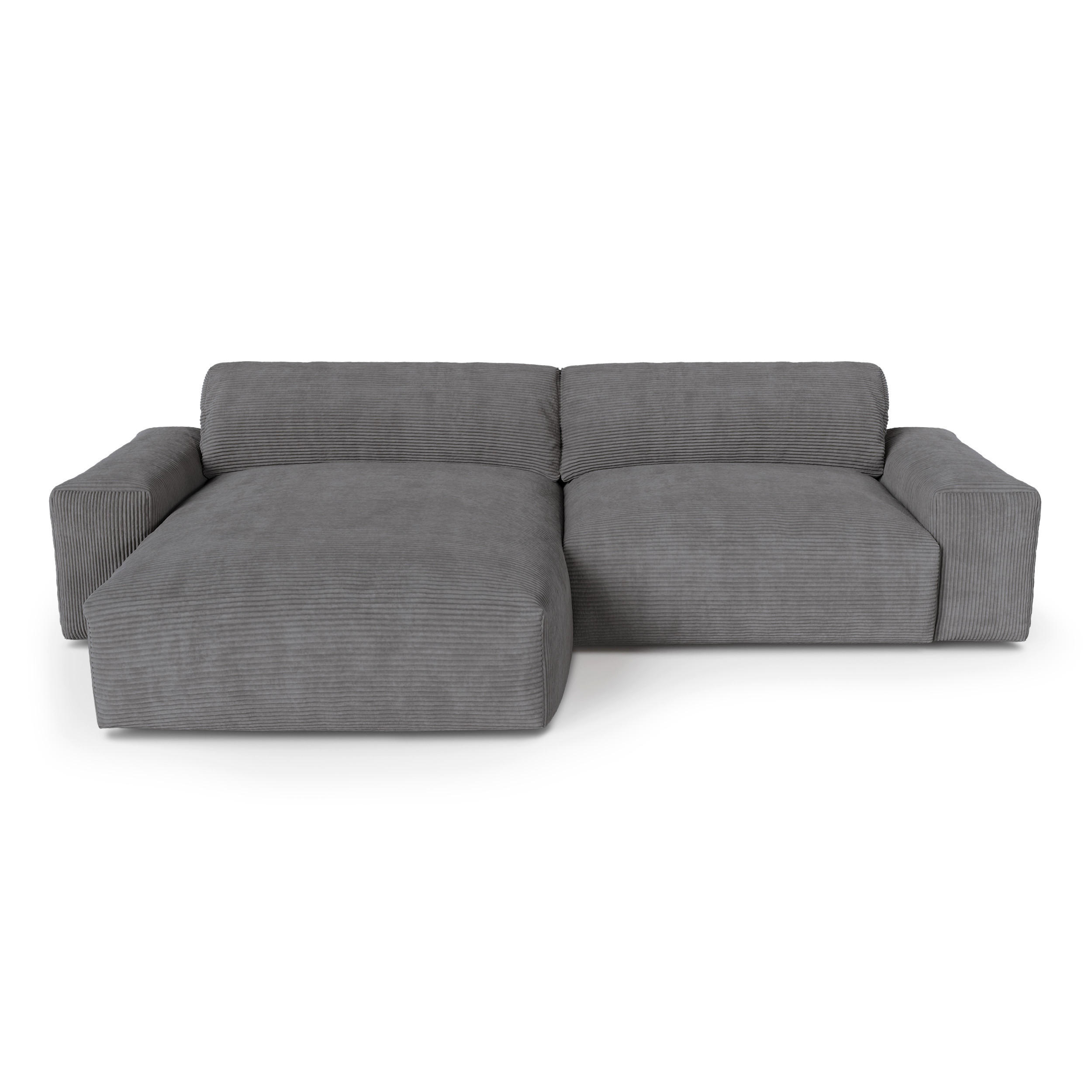ECKSOFA LINKS Gerippter Samt Anthrazitgrau 310cm - Dunkelgrau/Anthrazit, Textil (174/310cm) - Sia Home