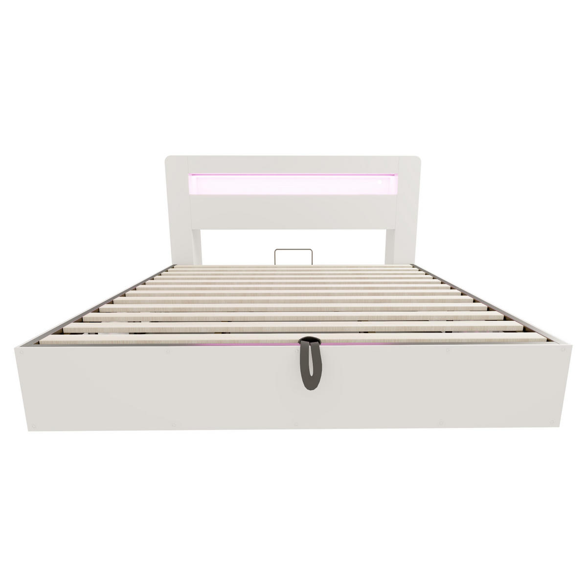 BETTGESTELL 180x200cm Holz LED Kopfteil Stauraum Steckdose - Weiß, Holz (180/200cm) - FLIEKS