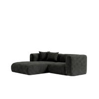 ECKSOFA L-Form mini, Chenille-Stoff Cremona, Anthrazit, Links, GRETA - Anthrazit, Holz (226/179cm) - Kaiser Möbel