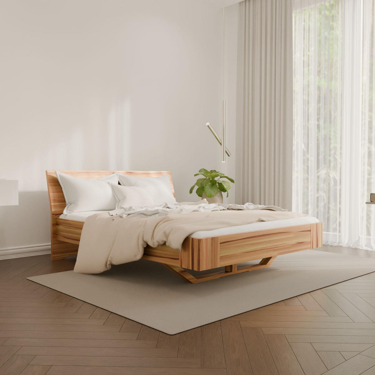 SCHWEBEBETT HOVERO 120/200 cm aus Kernbuche - Braun, Holz (120/200cm) - MeinMassivholz