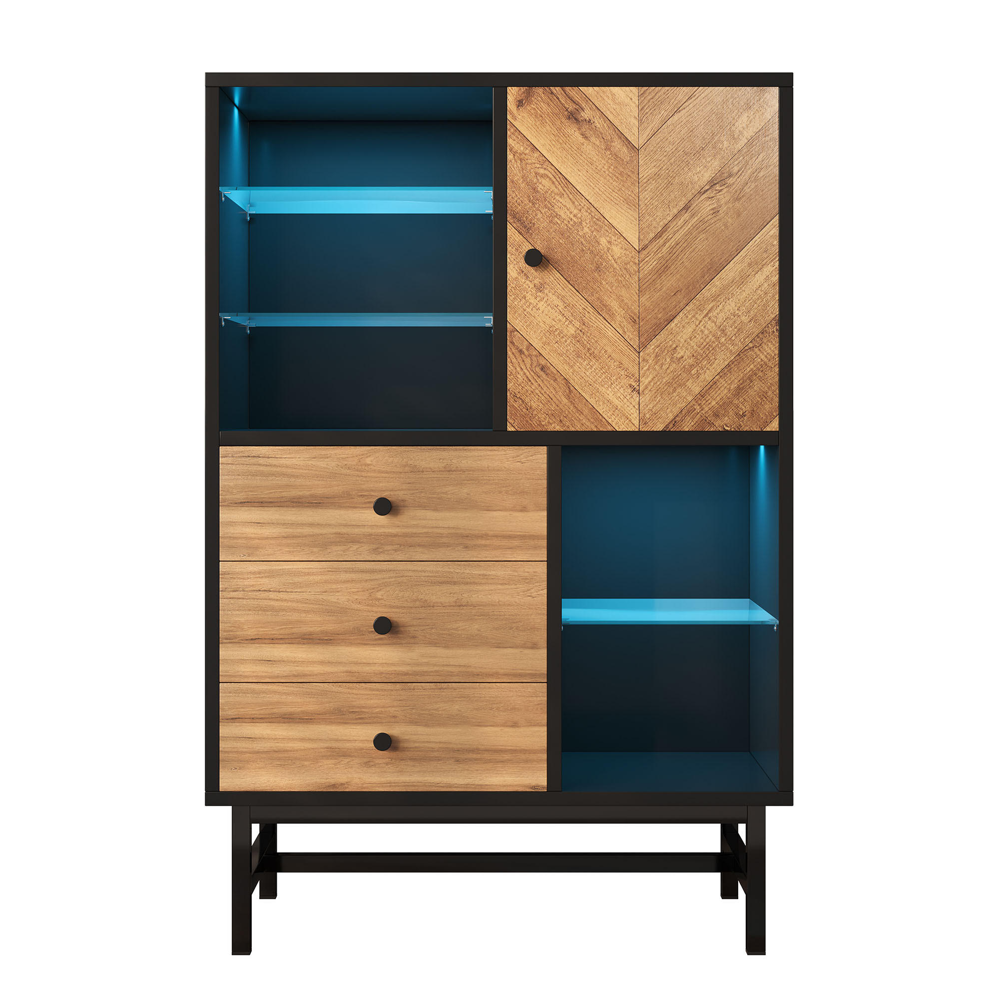 HIGHBOARD Schwarz 80/40/120,5 cm - Schwarz, Holzwerkstoff (40/120.5/80cm) - Urban Meuble