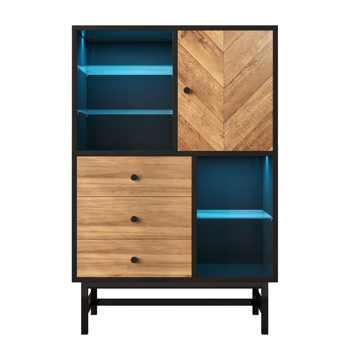 HIGHBOARD Schwarz 80/40/120,5 cm - Schwarz, Holzwerkstoff (40/120.5/80cm) - Urban Meuble