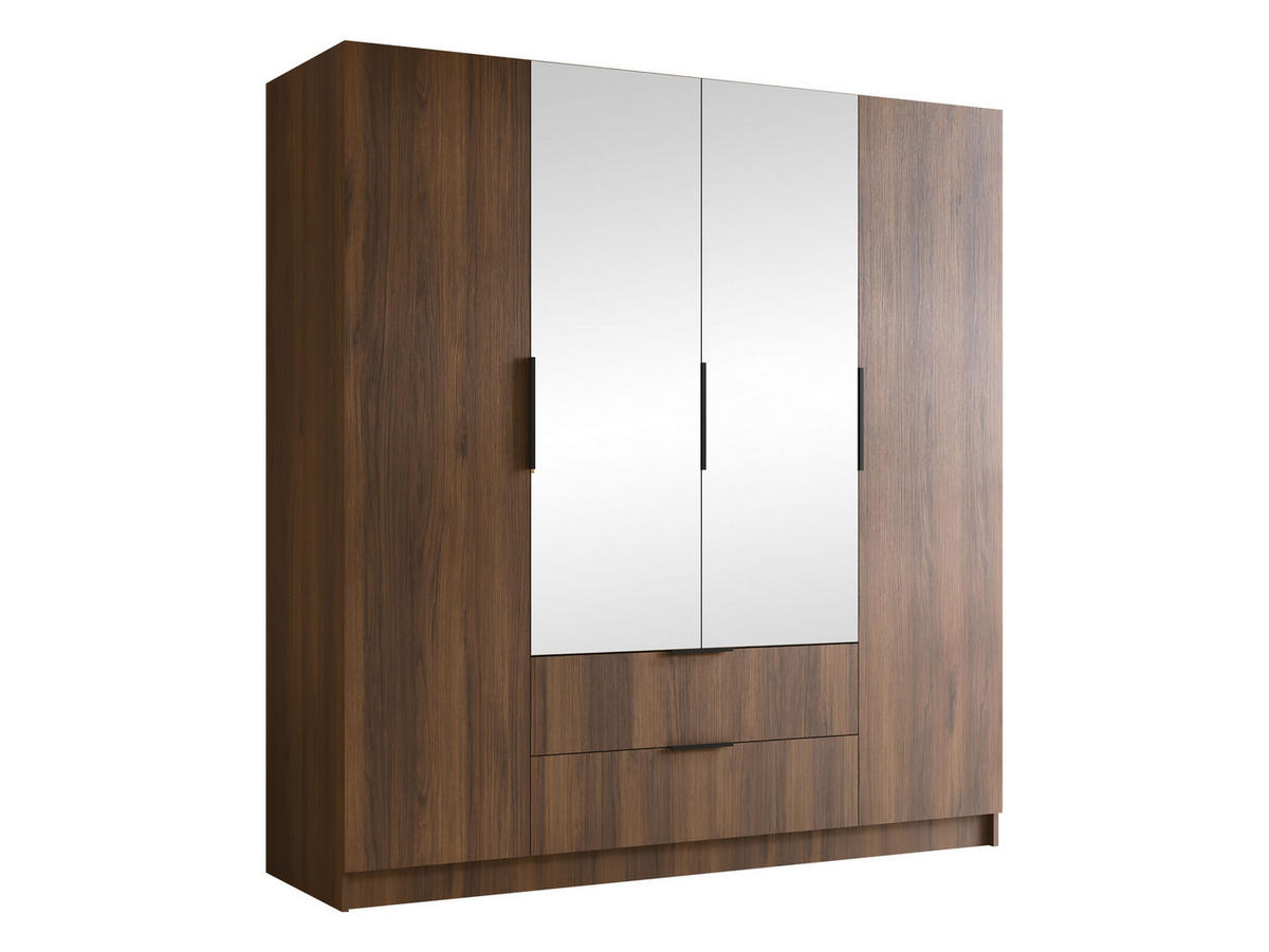 KLEIDERSCHRANK Sofia II - Nussbaumfarben/Schwarz, Holzwerkstoff/Kunststoff (200/216/60cm) - MIRJAN24