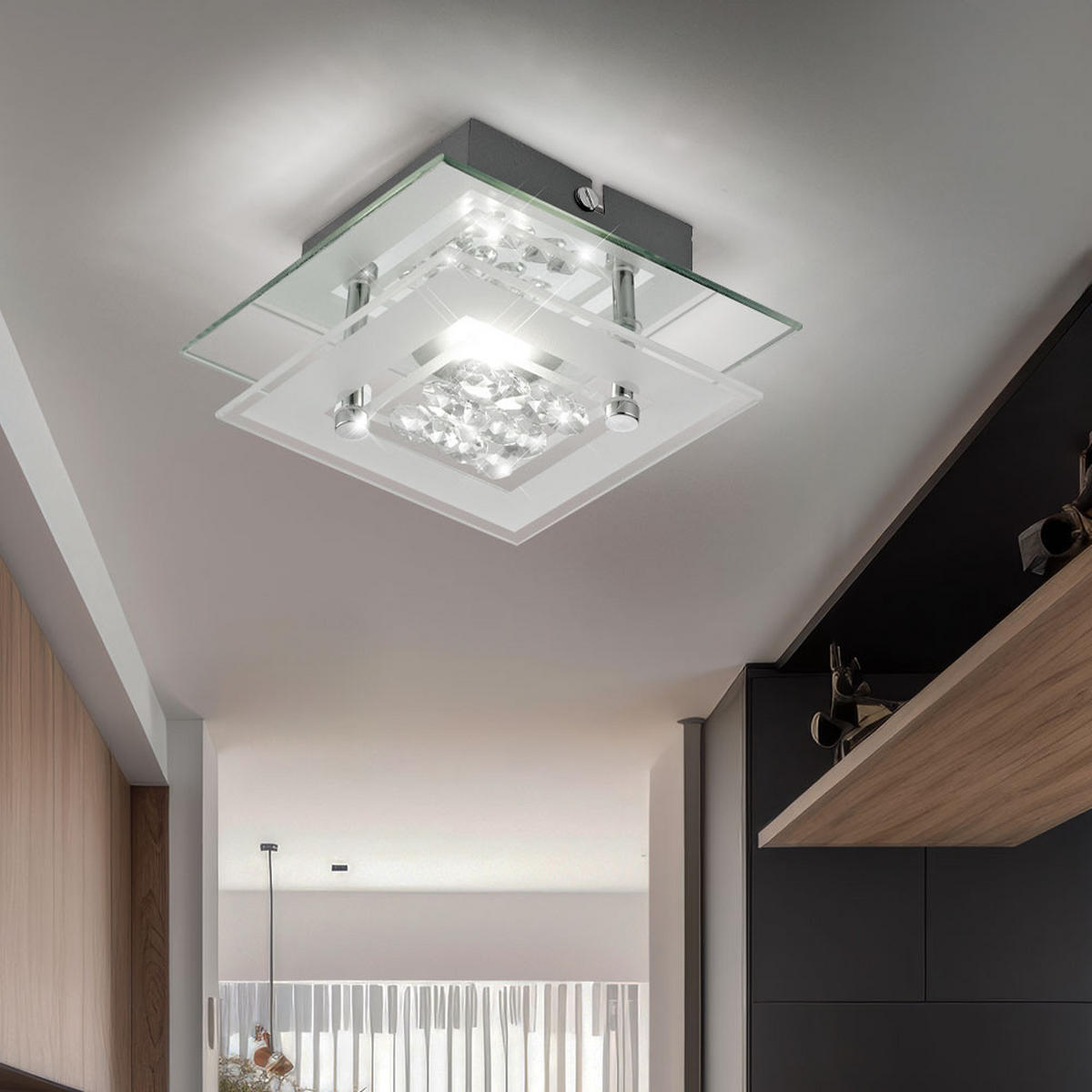 LED WANDLEUCHTE Miranda Metall Silber - Silberfarben, Glas (14/7/14cm) - Esto