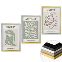 WANDBILDER 3er Set - 40x60 cm Goldrahmen - Stilvolle grüne Gemälde mit Figuren - Goldfarben, Kunststoff (40/60cm) - ArtPrintCave