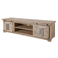 TV-BOARD Mango 180x55x50 whitewash lackiert RAILWAY #335 - Beige, Holz (55/50/180cm) - Massivmoebel24