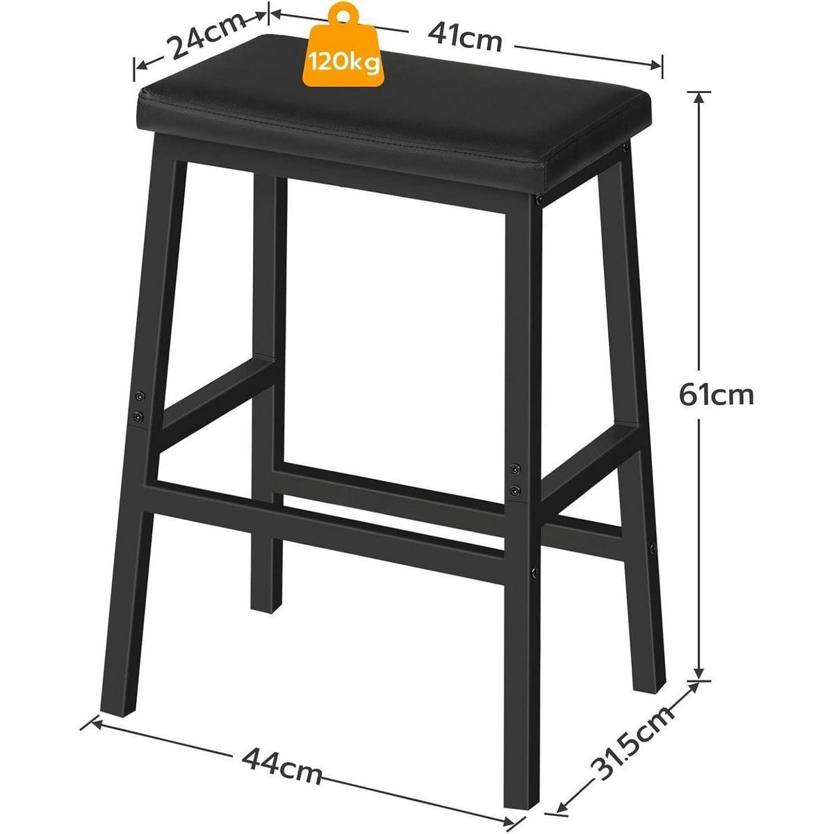 BARHOCKER 2er Set Schwarz 61 cm - Schwarz, Kunststoff (24/61/41cm)