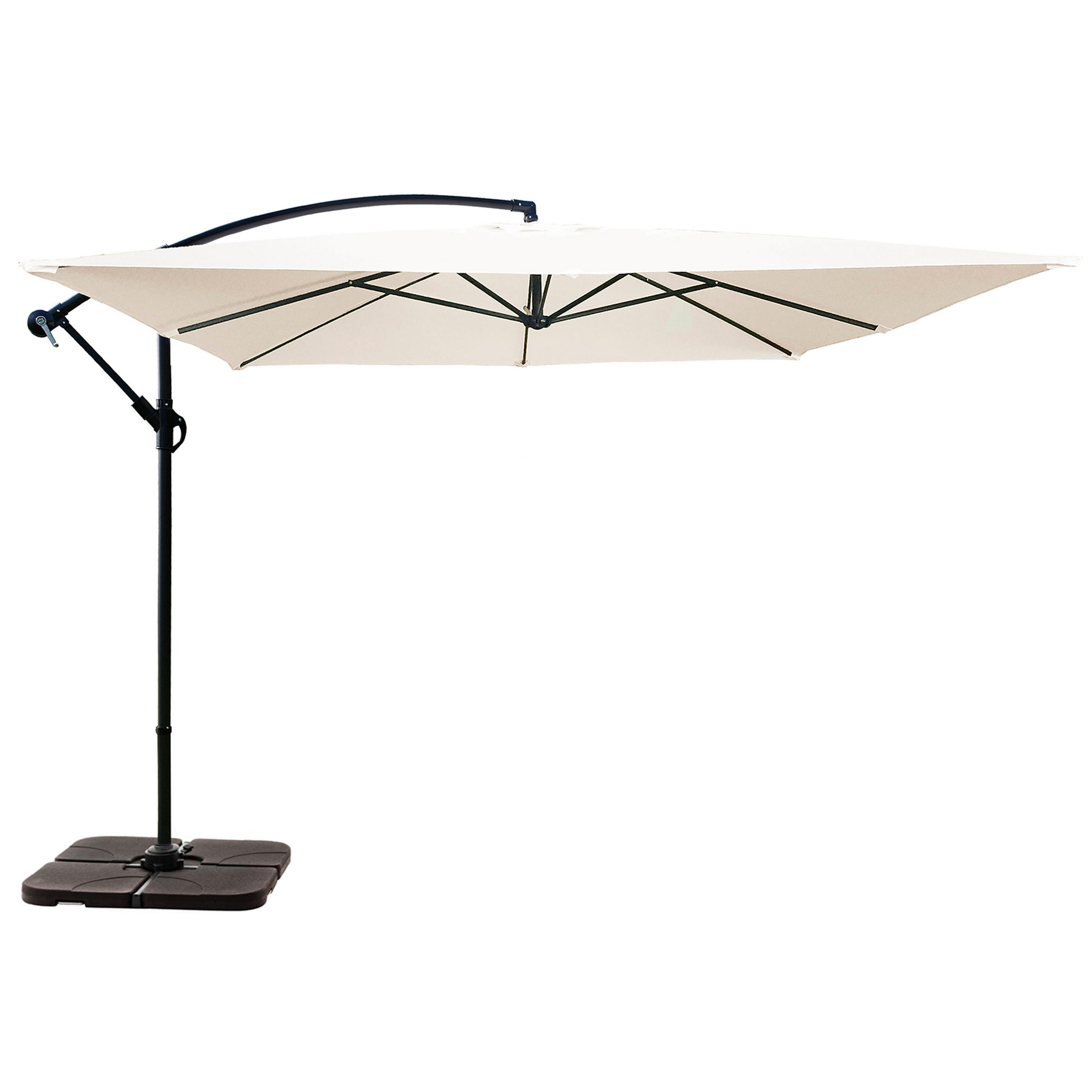 SONNENSCHIRM 3x3m mit 4 Gewichtsplatten, Weiß - Weiß, Metall (300/300cm) - Oviala