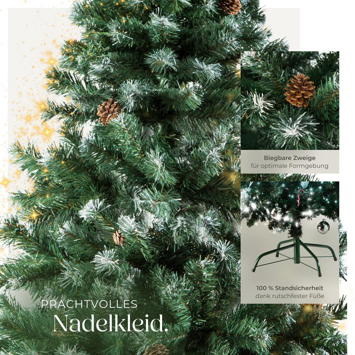 WEIHNACHTSBAUM , inklusive Metallständer mit Kunststoffkappen, grün - Grün, Kunststoff (180cm) - tectake