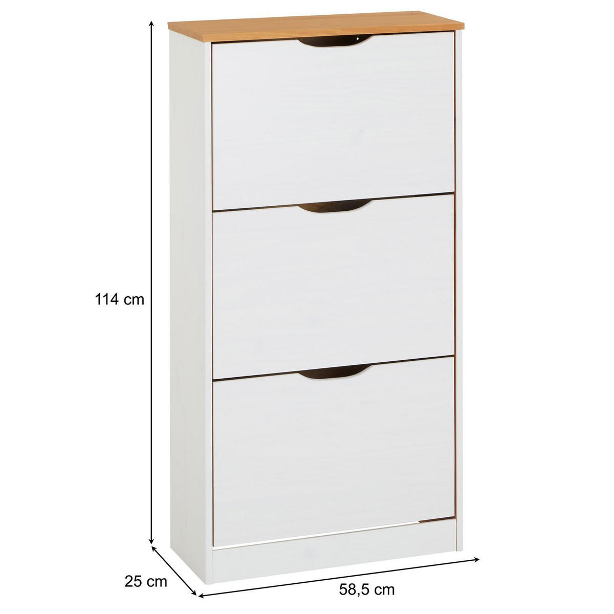 SCHUHSCHRANK BASIL weiß/braun - Weiß/Braun, Holz (59/116/25cm) - IDIMEX