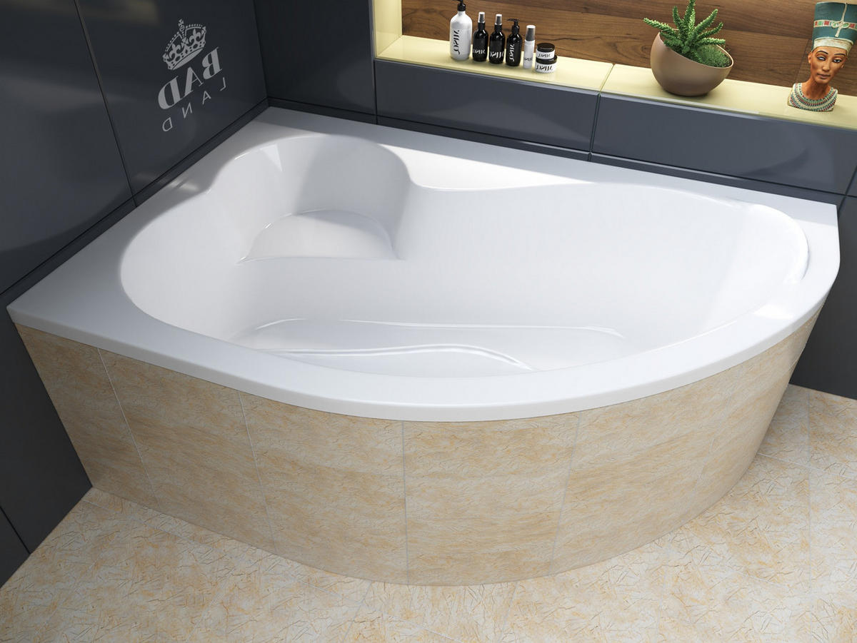 BADEWANNE Eckwanne MEGA 160/105 Links Ablauf & Füße - Weiß, Kunststoff (105/60/160cm) - bad land