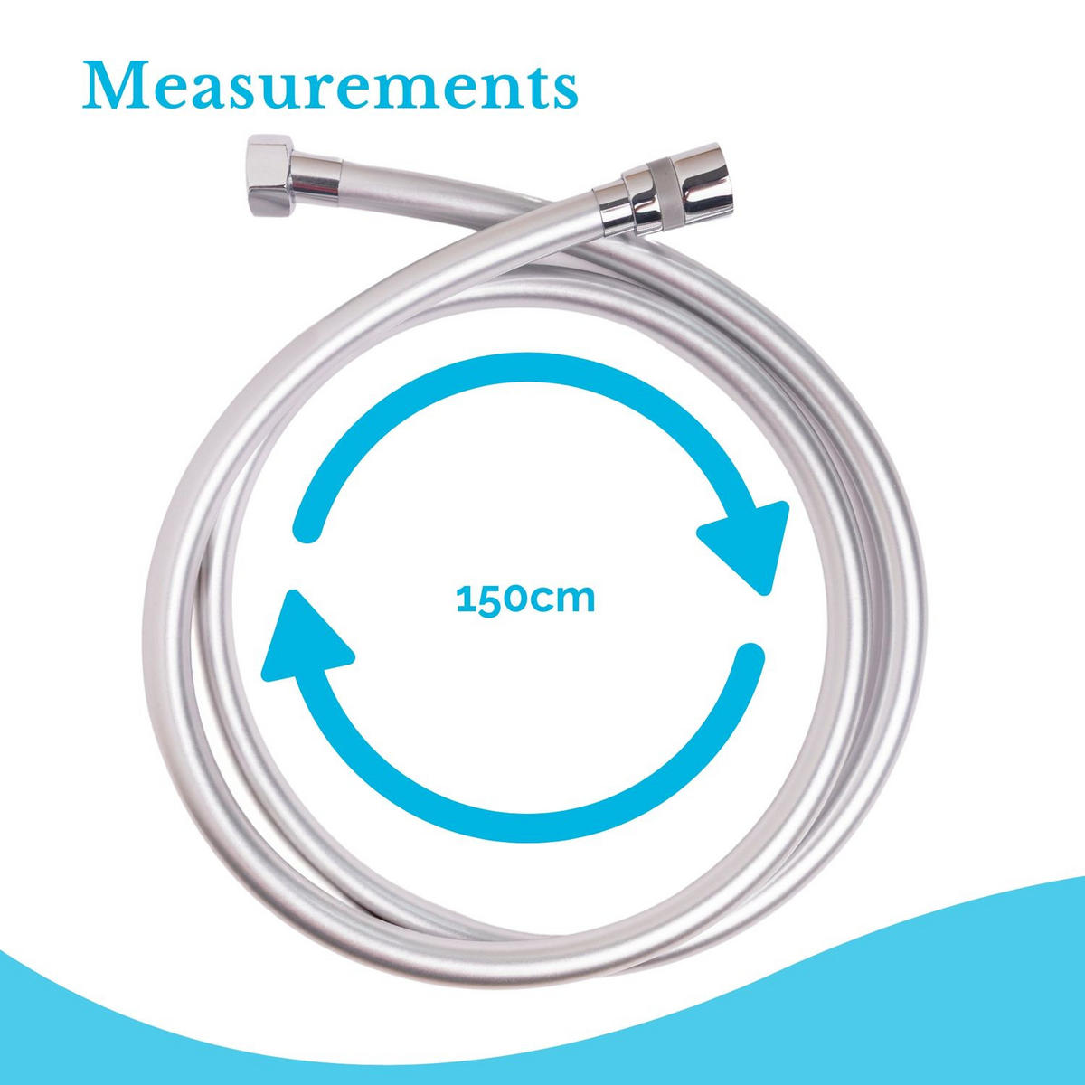 UNIVERSAL DUSCHSCHLAUCH 150 cm Länge - Silberfarben, Kunststoff (150cm) - Intirilife