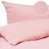 BETTWÄSCHE-SET 150/200 cm Baumwollmusselin Pastellrosa Sumner - Pink, Textil (150/200cm) - Beliani