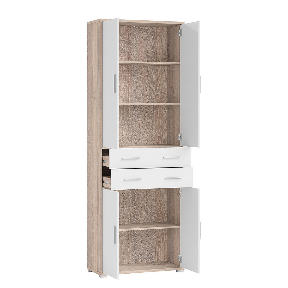 AKTENSCHRANK mit 4 Türen - Eichefarben/Weiß, Holzwerkstoff (79/220/35cm) - home24