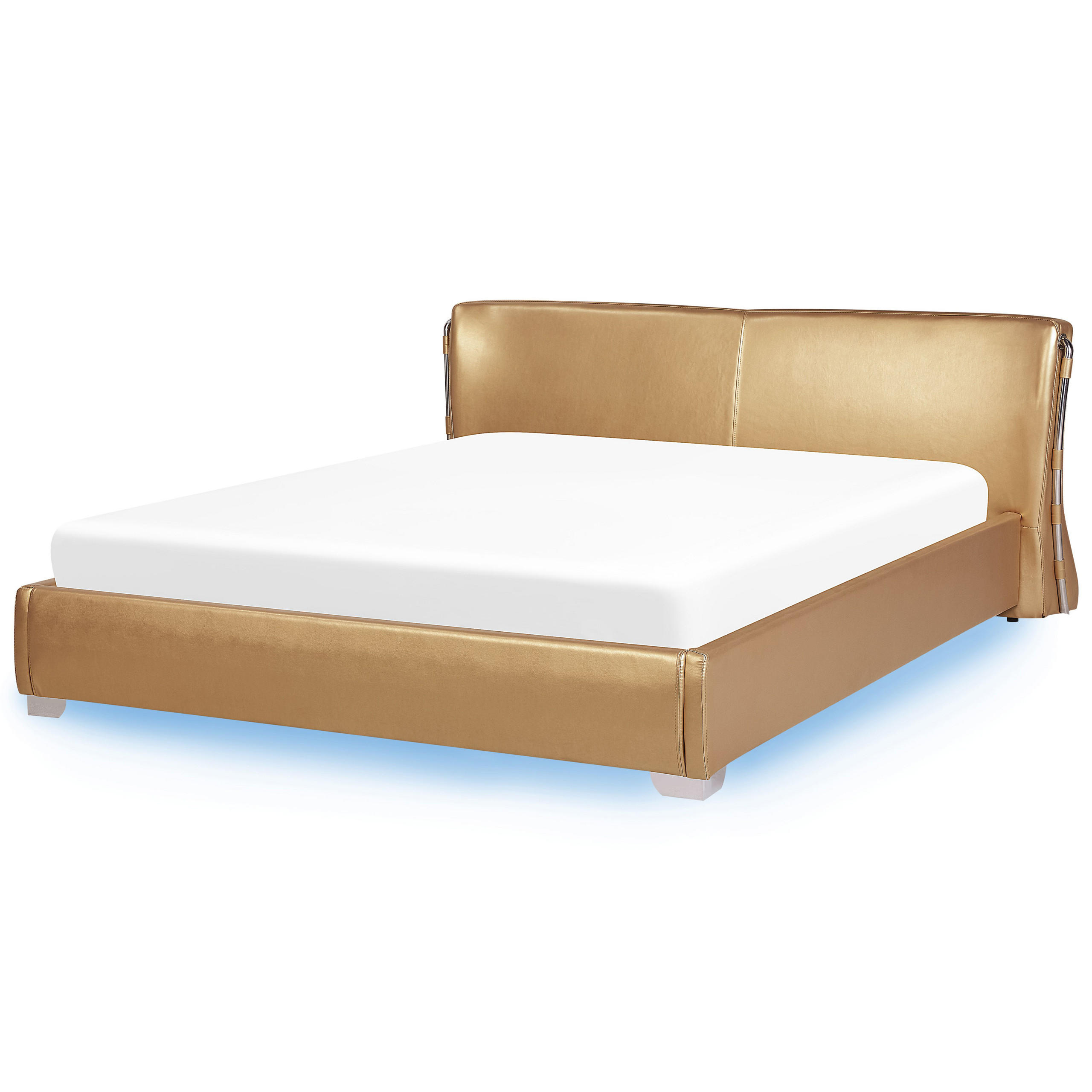 LEDERBETT 180/200cm Gold Paris - Goldfarben, Leder (180/200cm) - Beliani