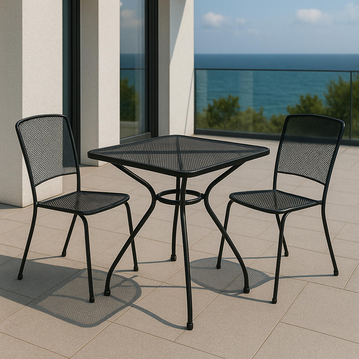 BISTROTISCH Glasgow - 70x70cm - aus Streckmetall pulverbeschichtet dunkelgrau - Grau, Metall (70/70/72cm) - TPFGarden