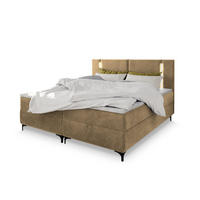 POSTEL BOXSPRING ALBA 160x200 cm, s matrací a úložným prostorem, béžová - béžová, kov/kompozitní dřevo (160/200cm) - MASSENO
