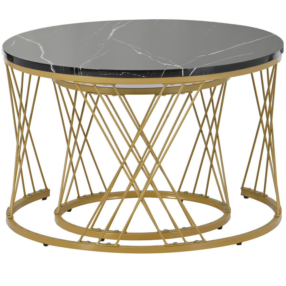 COUCHTISCH-SET 2er-Set Schwarz und Weiß - Schwarz, Holzwerkstoff (70/70/45cm) - Urban Meuble