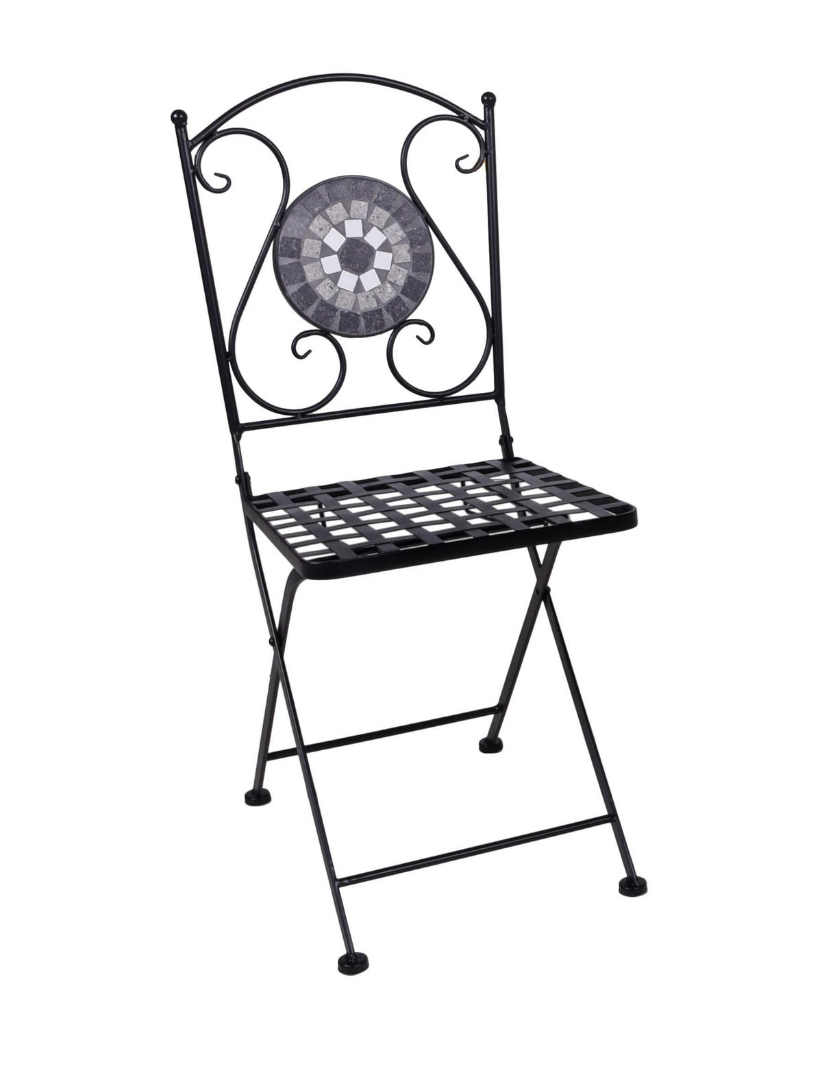 BALKONMÖBEL-SET Teo 3-teilig Mosaik Balkon-Set - Schwarz, Metall - DELUKE