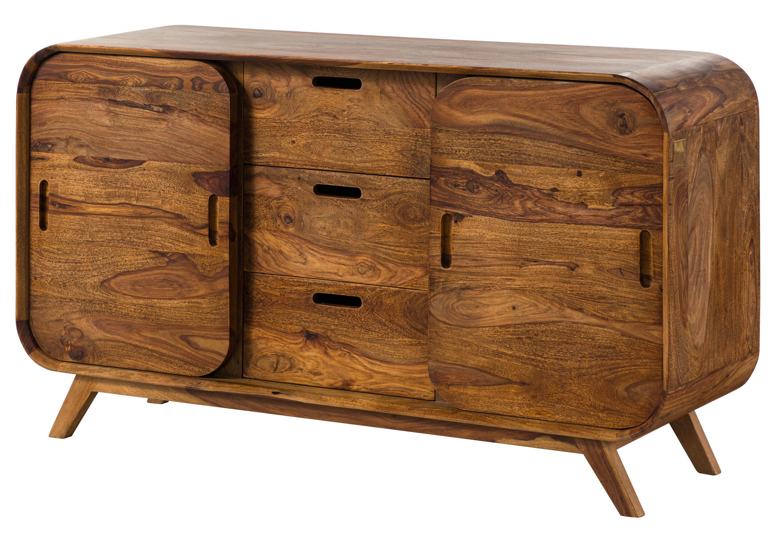SIDEBOARD Sheesham 134x40x75 hellbraun lackiert MAILAND #101 - Braun, Holz (134/75/40cm) - Massivmoebel24