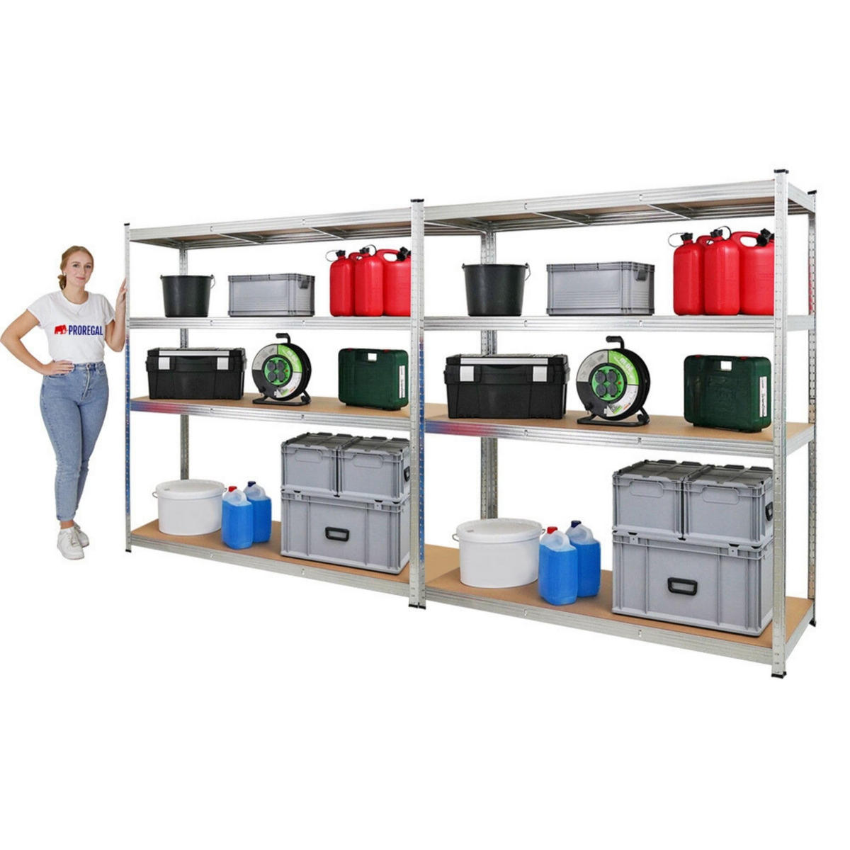 SCHWERLASTREGAL Taurus XL 2er-Set 180x160x60 cm Fachlast 250 kg Verzinkt - Silberfarben, Metall (320/180/60cm) - PROREGAL