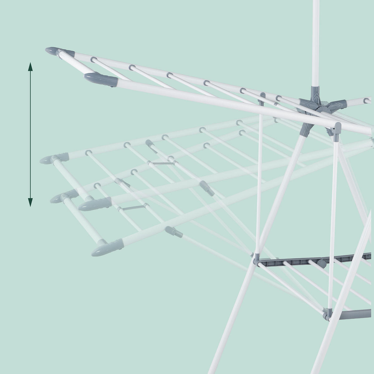 STOJAN na bielizeň s krídlami - biela, kov/plast (155/199/69cm) - Relaxdays