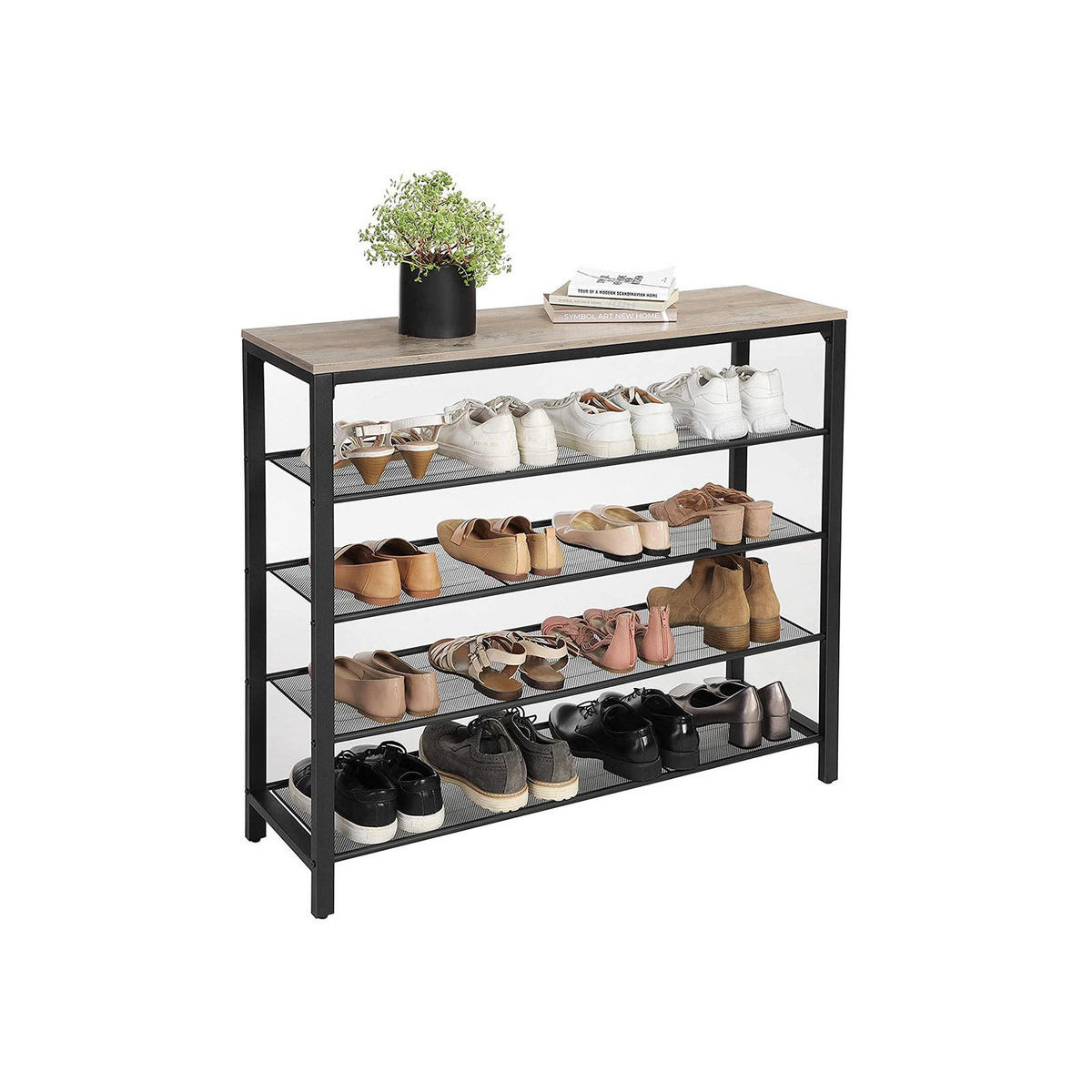 SCHUHREGAL - Schwarz, Holzwerkstoff (30/93/100cm) - Hansiro