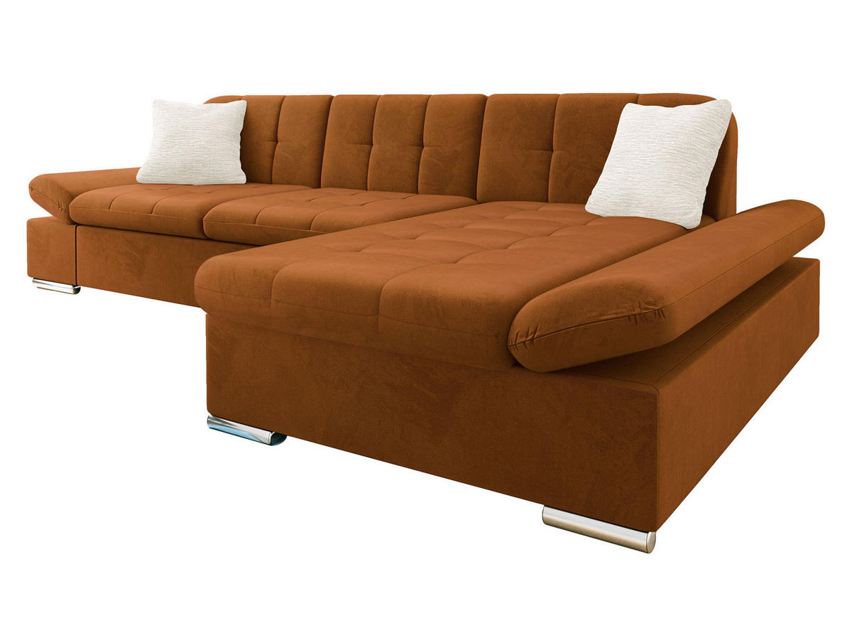 ECKSOFA Malwi Premiumi, Seite: Rechts - Beige/Bronzefarben, Holz/Textil (278/161cm) - MIRJAN24