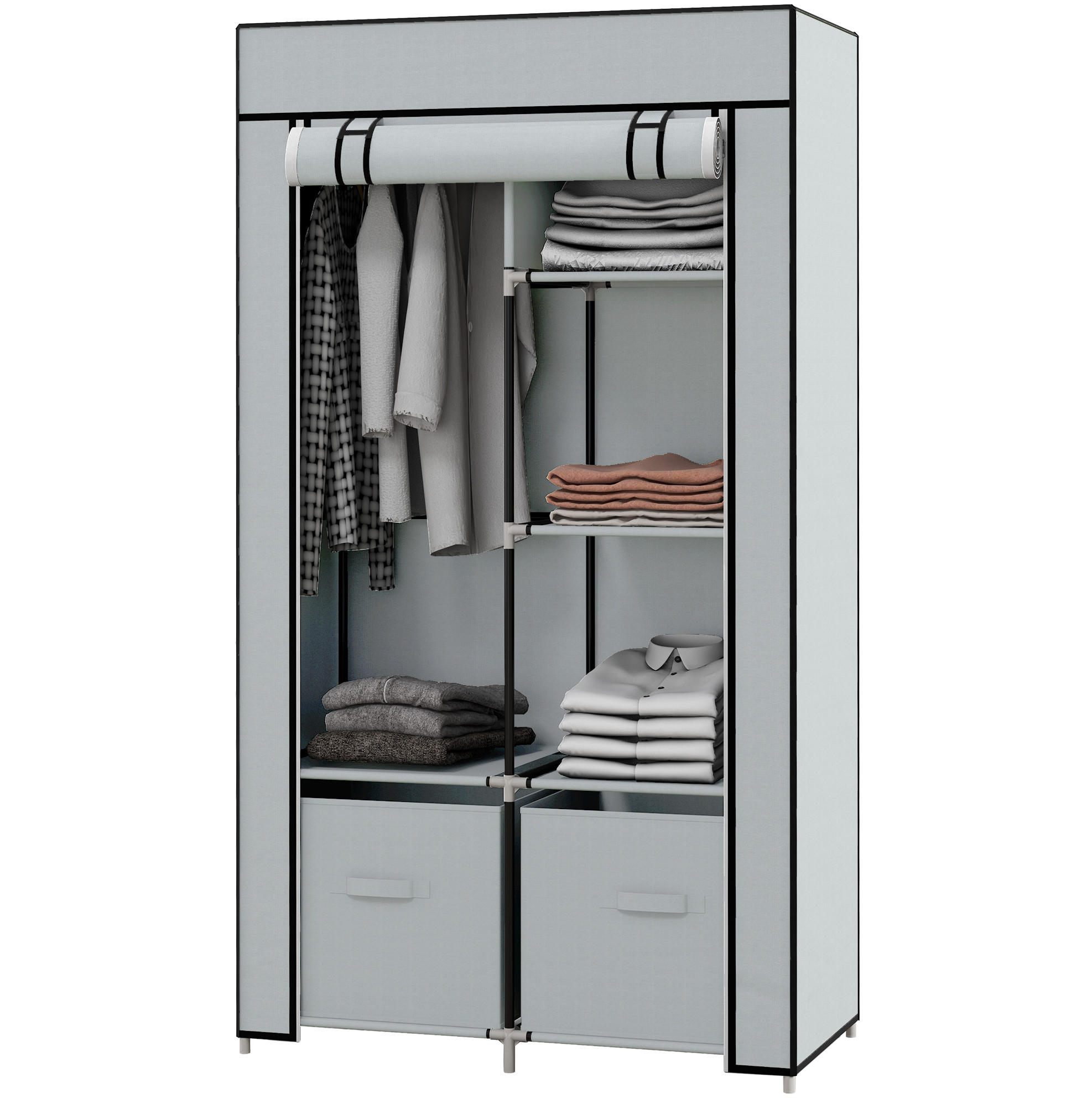 KLEIDERSCHRANK 83/162,5/42,5 cm Hellgrau aus Stahl mit Reißverschlusstür - Hellgrau, Metall (42.5/162.5/83cm) - OKMYHOME