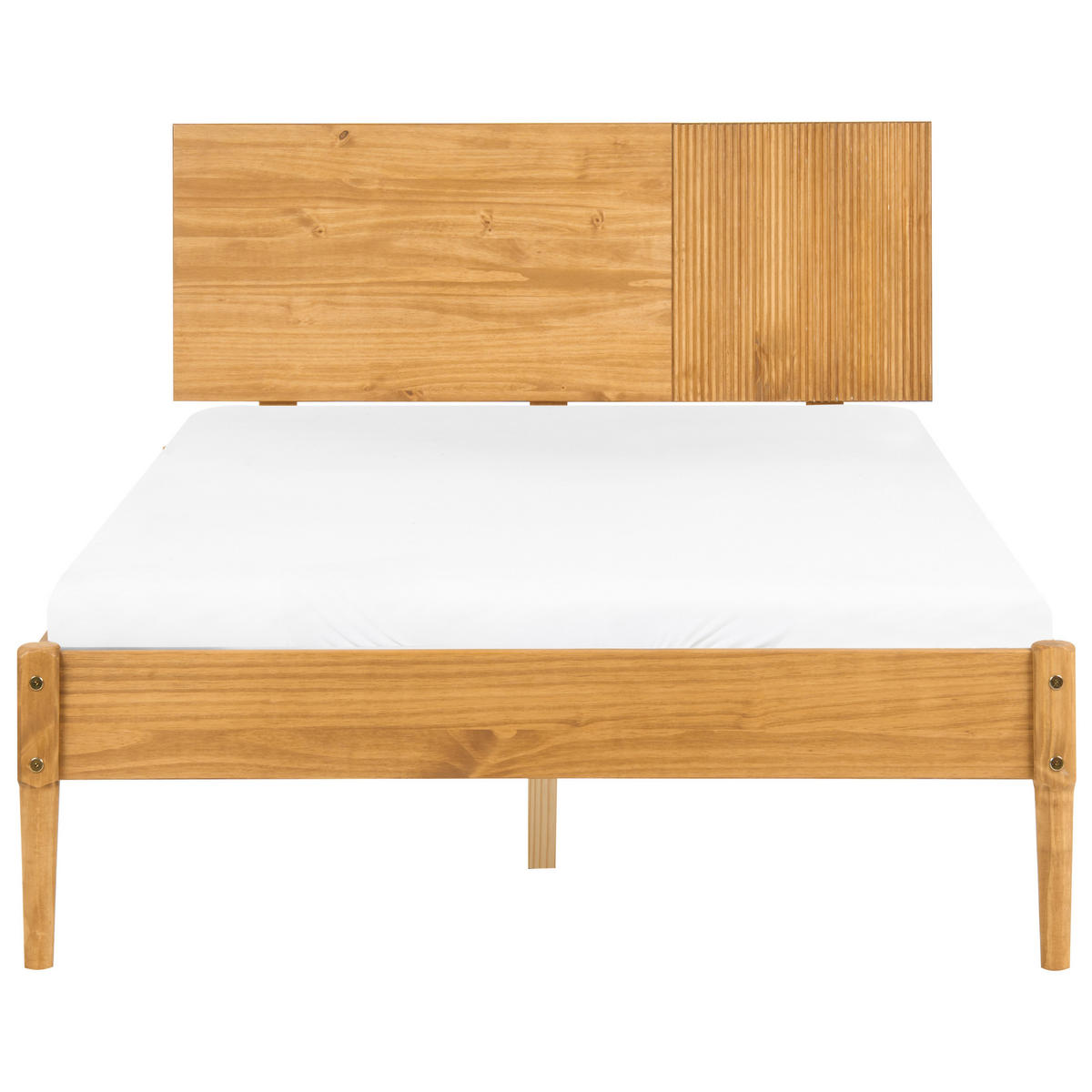 SPALNI KOMPLET borov les 120/200 cm svetlo rjava Flavignac - svetlo rjava/rjava, les (120/200cm) - Beliani