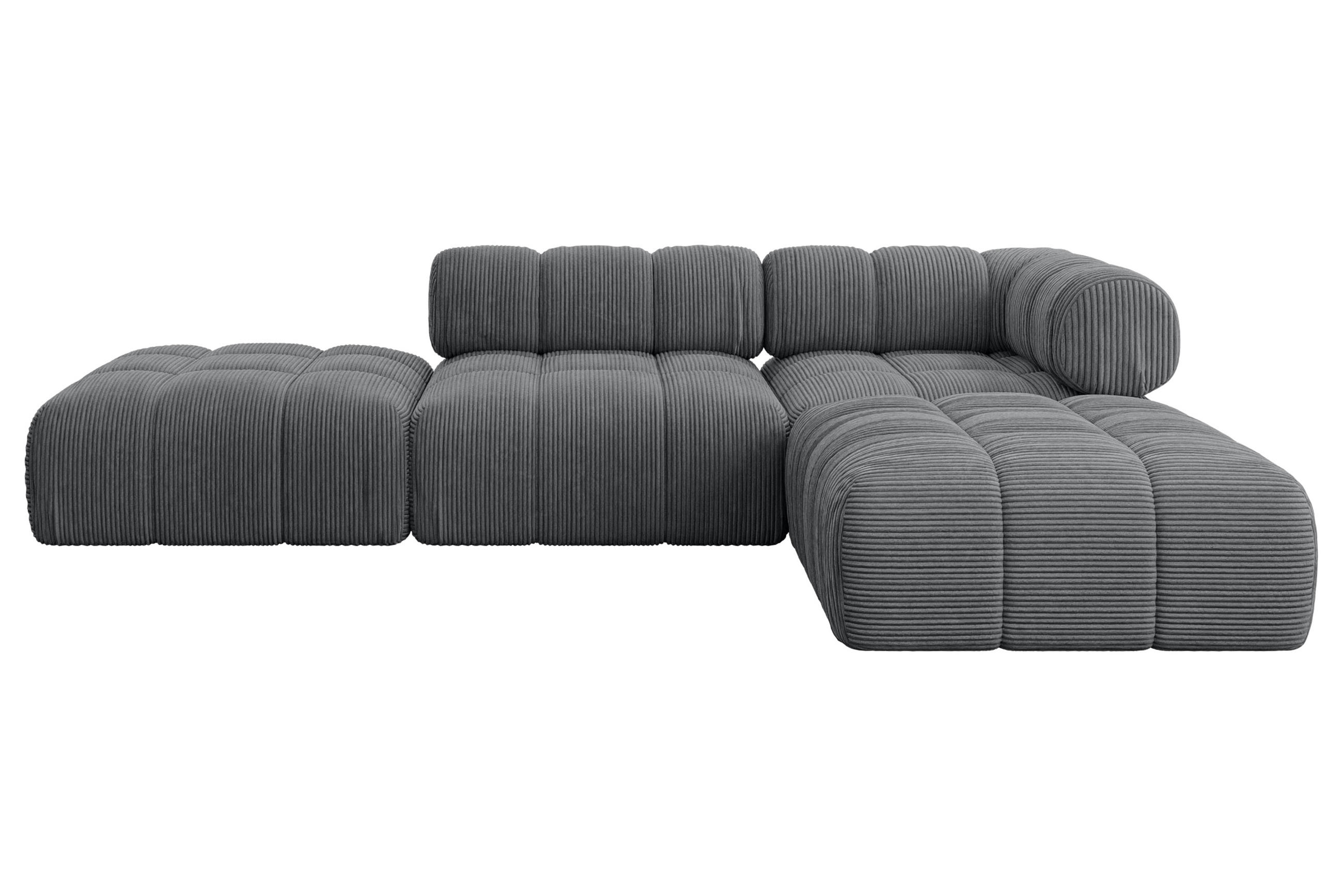 ECKSOFA modulares Sofa Kerru-L1 - 285x190x70 cm Dunkelgrau Cord - Dunkelgrau, Holzwerkstoff/Textil (285/190cm) - ALTDECOR