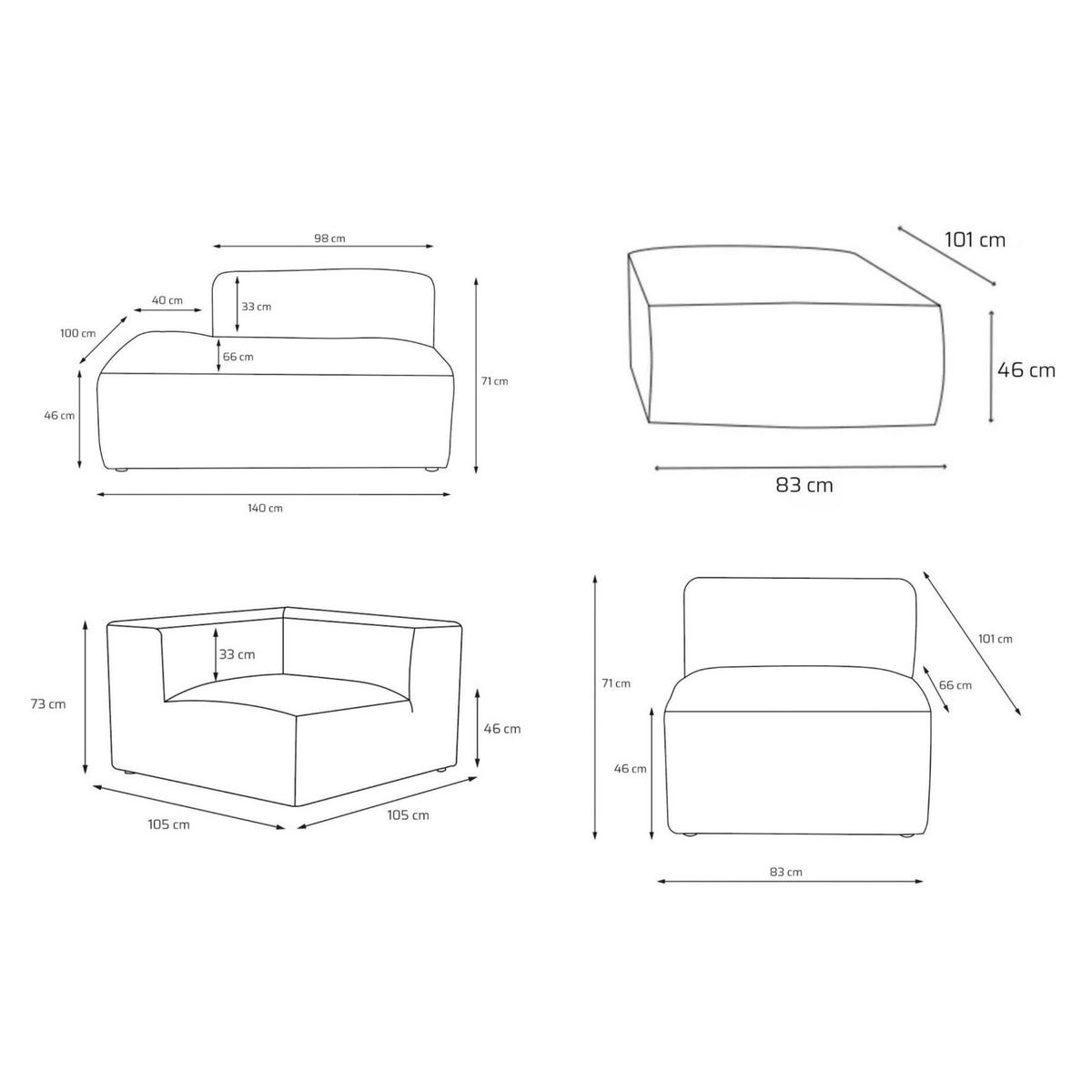 4-SITZER modulares Ecksofa HEAVEN SET 3 Links, Breite 270 cm Webstoff Weiß - Schwarz/Weiß, Holz/Kunststoff (245/270cm) - Muffo