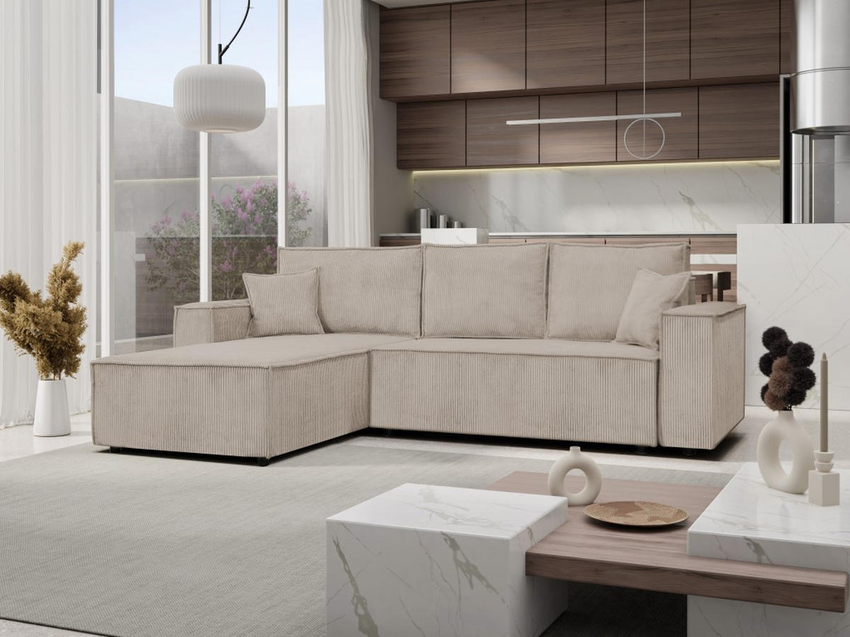 ECKSOFA Passio L-Form mit Schlaffunktion und Bettkasten 275 cm cappucino - Cappuccino, Kunststoff (275/190cm) - Margaret Hadas24
