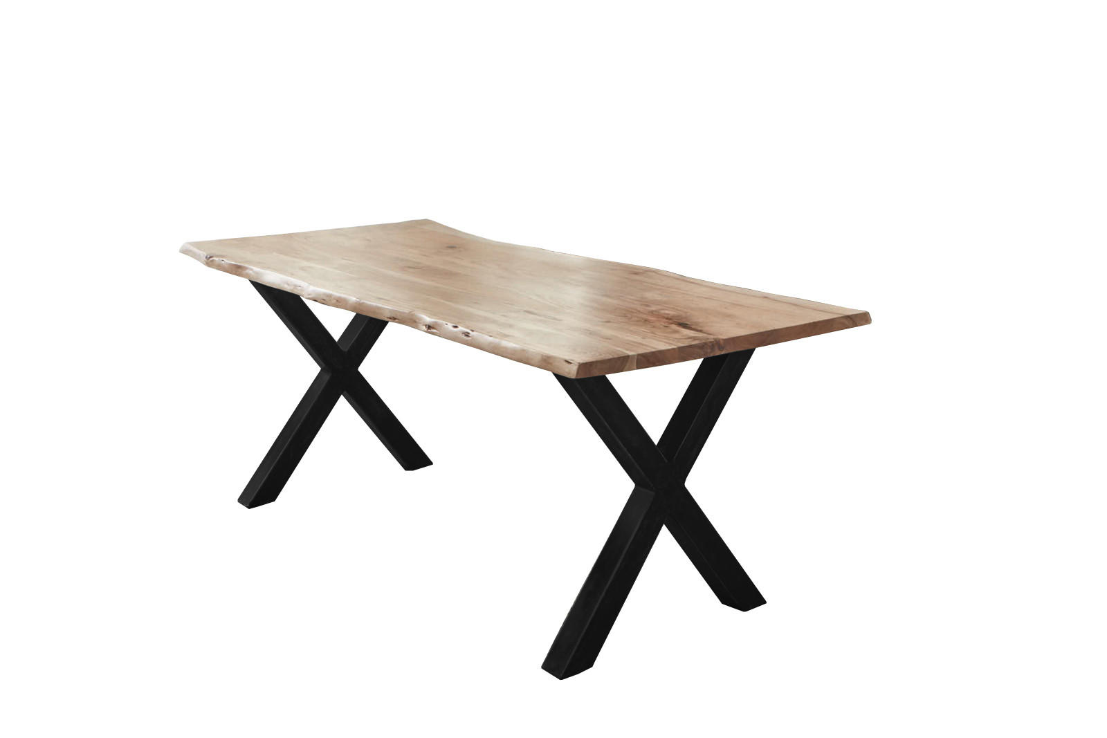 ESSTISCH FREDERIK - Beige/Schwarz, Holz/Metall (80/120/77cm) - SAM