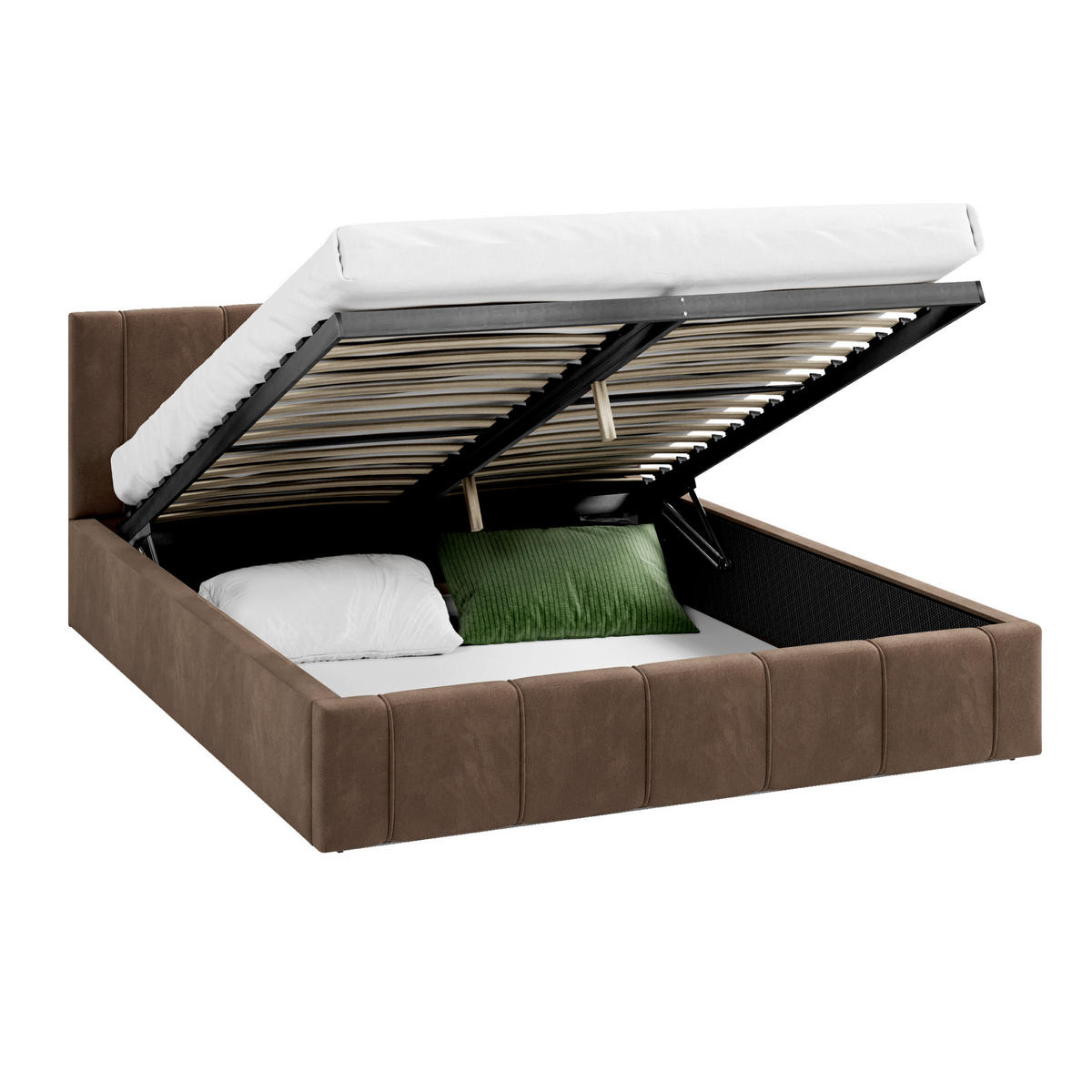 POLSTERBETT FLORIDA - Birkefarben/Braun, Holzwerkstoff/Metall (180/200cm) - FDM
