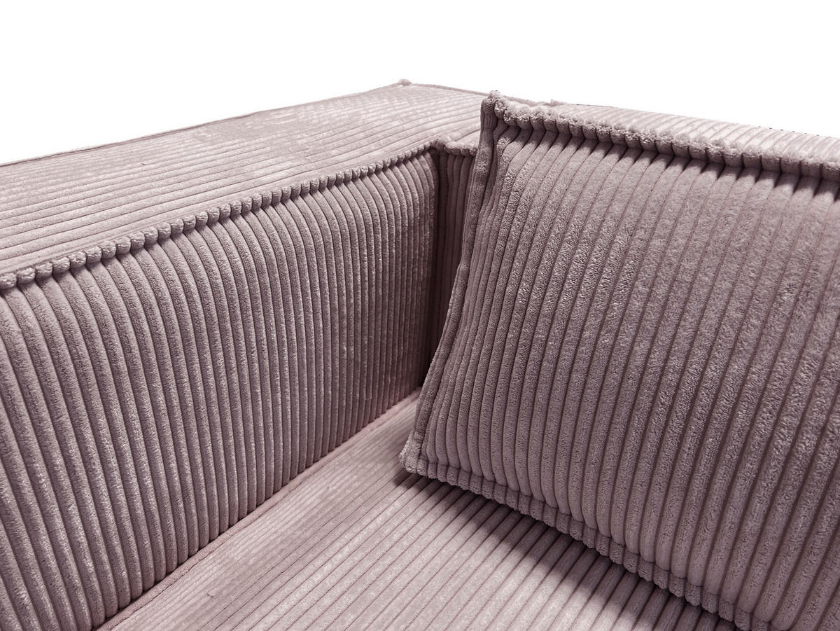 ECKSOFA Nova Puderrosa Cord - Pink/Schwarz, Holz/Kunststoff (262/176cm) - S-Style Möbel