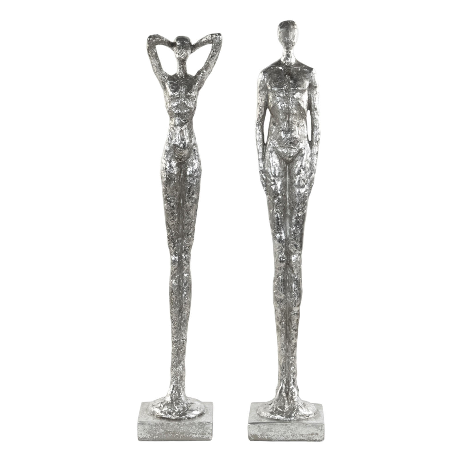 SKULPTUR-SET Millenium 2-teilig Poly-Kunststein silber - Silberfarben, Kunststoff (11/59/11cm) - DESIGN DELIGHTS