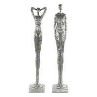 SKULPTUR-SET Millenium 2-teilig Poly-Kunststein silber - Silberfarben, Kunststoff (11/59/11cm) - DESIGN DELIGHTS