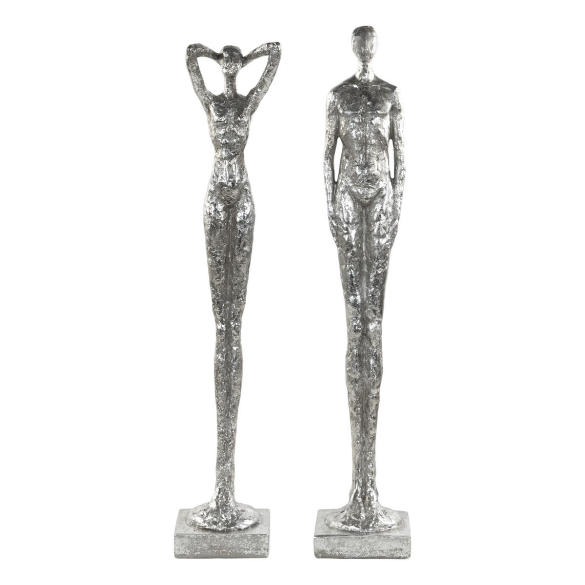 SKULPTUR-SET Millenium 2-teilig Poly-Kunststein silber - Silberfarben, Kunststoff (11/59/11cm) - DESIGN DELIGHTS