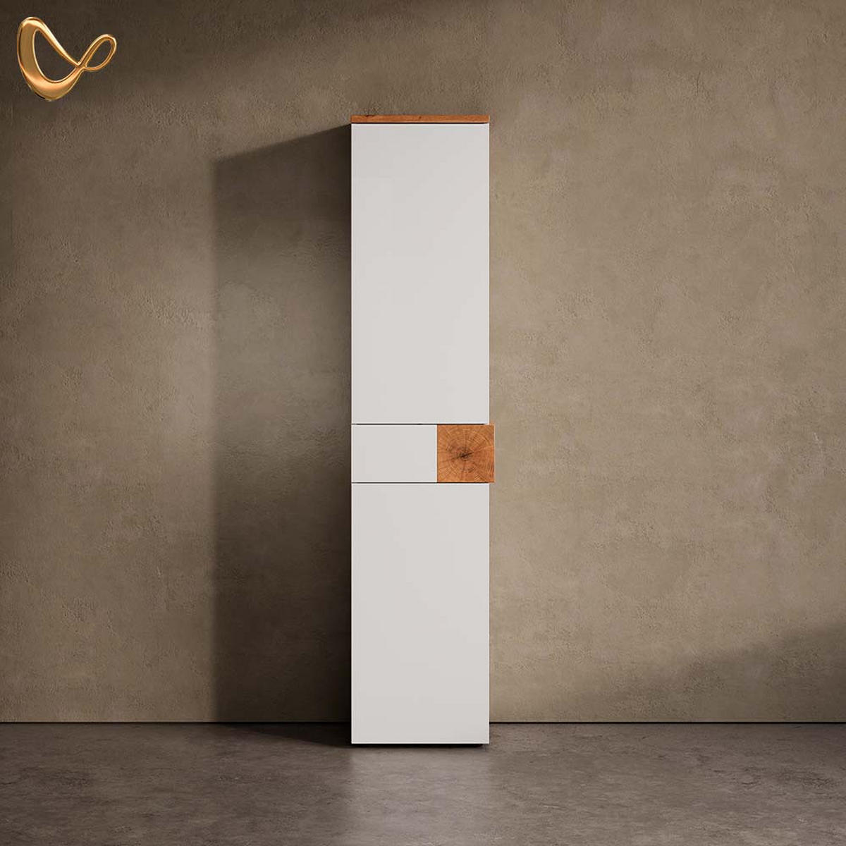 BADSCHRANK Tanaro Weiß 40 x 184.2 cm mit 2 Türen und Schublade - Weiß, Holzwerkstoff (40/184.2/37cm) - Livinity®