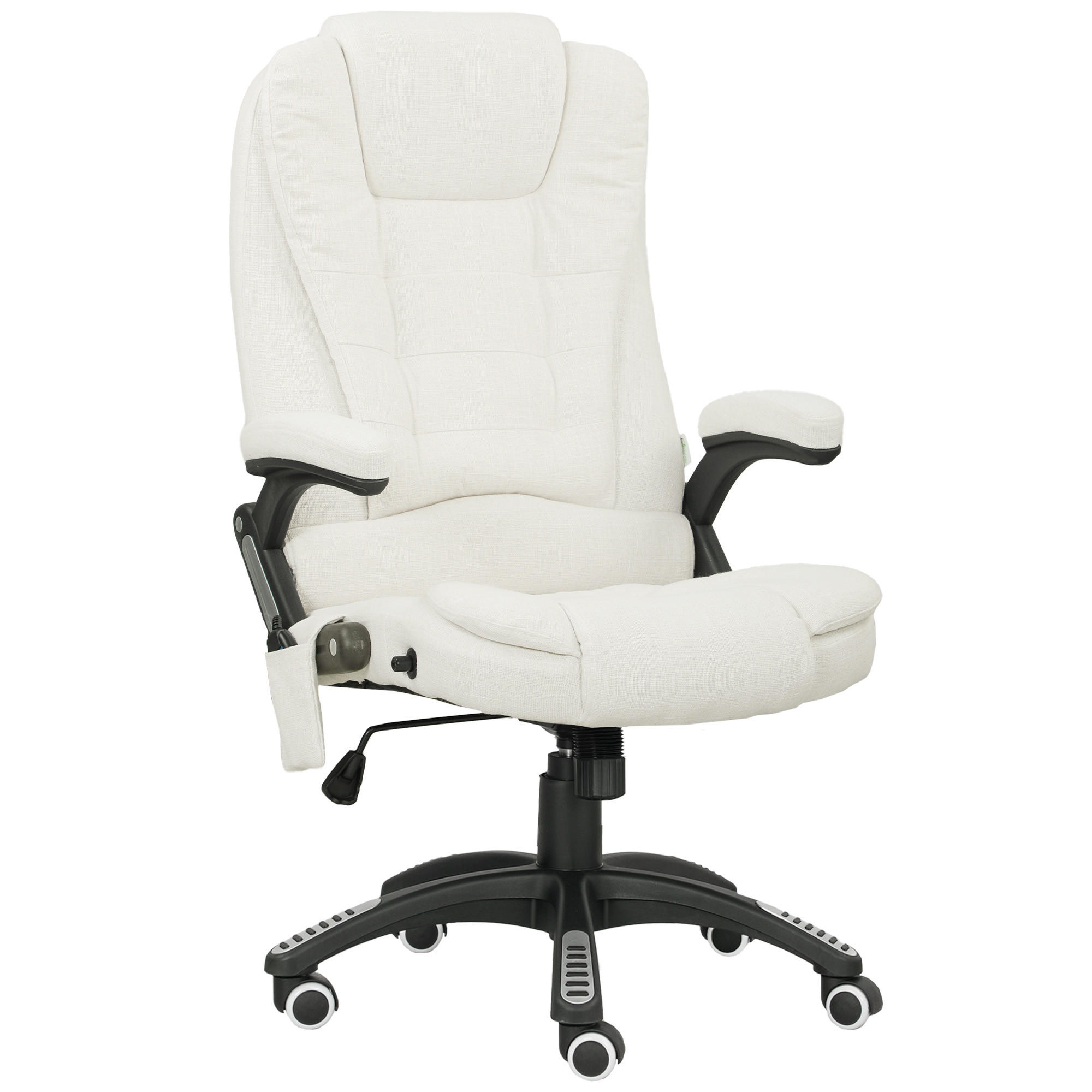 MASSAGESESSEL Chefsessel Gamingstuhl Drehstuhl Massagebürostuhl Cremeweiß - Schwarz/Weiß, Kunststoff/Textil (74/116/67cm) - Vinsetto