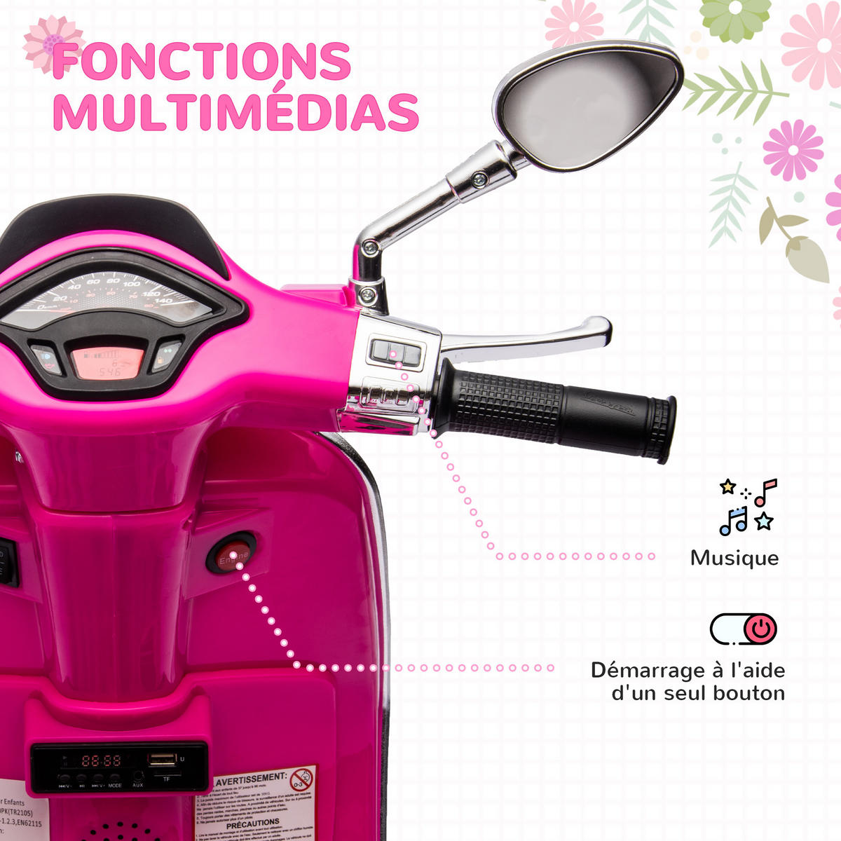 ELEKTRO-KINDERAUTO DE-13036 Stützräder Rosa - Pink, Kunststoff (107/47/73cm) - ComfortXL
